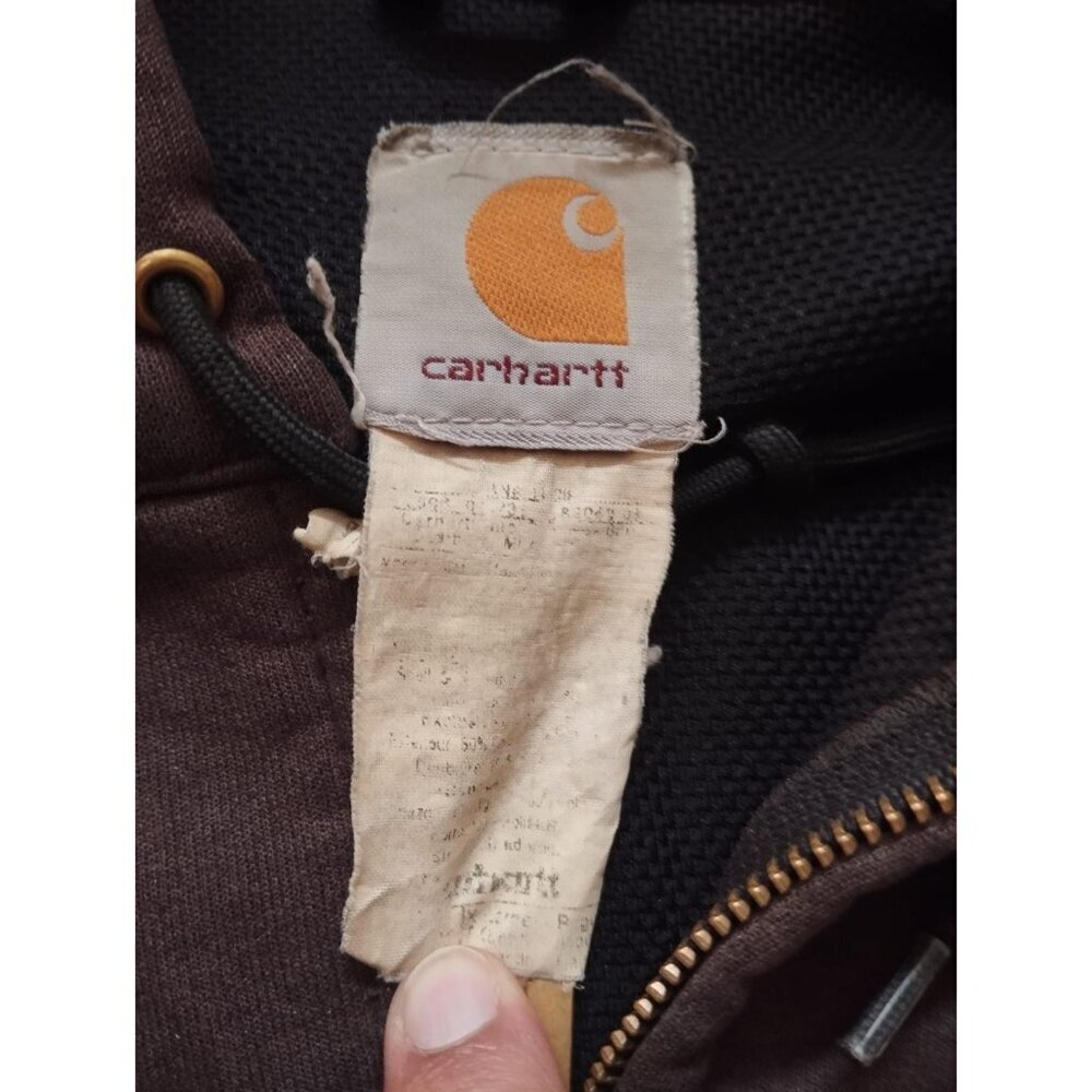 Carhartt Hoodie Men's XL Dark Brown Full Zip Thermal Lined Distressed Thrashed - Picture 4 of 13